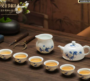 景德镇玲珑瓷中式高档茶具套装
